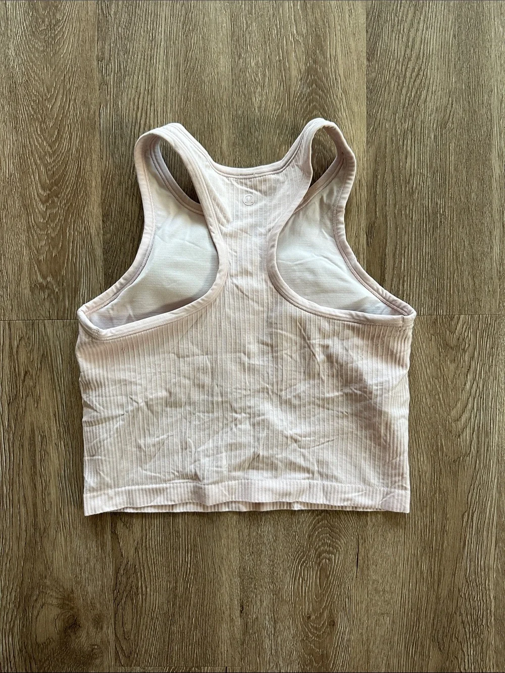 Lululemon Ebb to Street Cropped Racerback Tank Top Flush Pink 8 High Neck